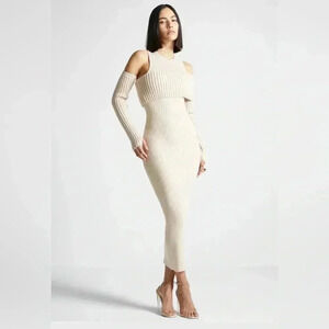 NWT MANIÈRE DE VOIR Overlay Knitted Maxi Dress Size Small